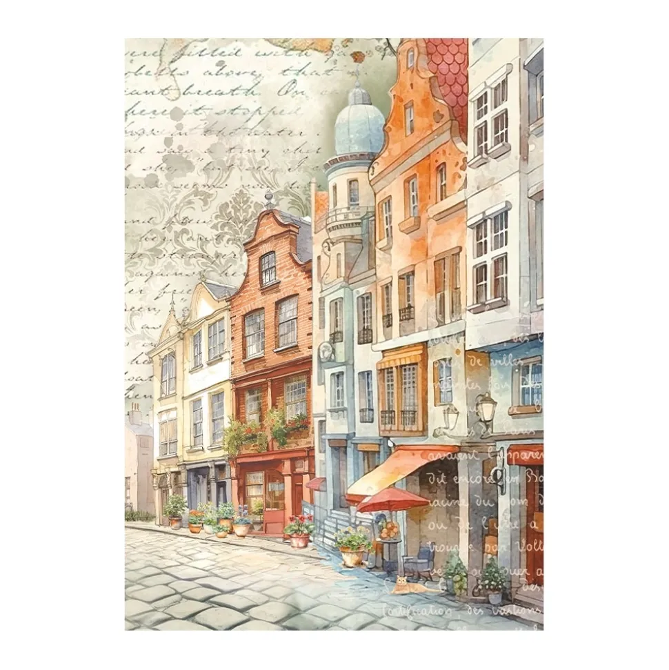 Set 8 papeles de arroz Art of Travelling Stamperia 10x15cm