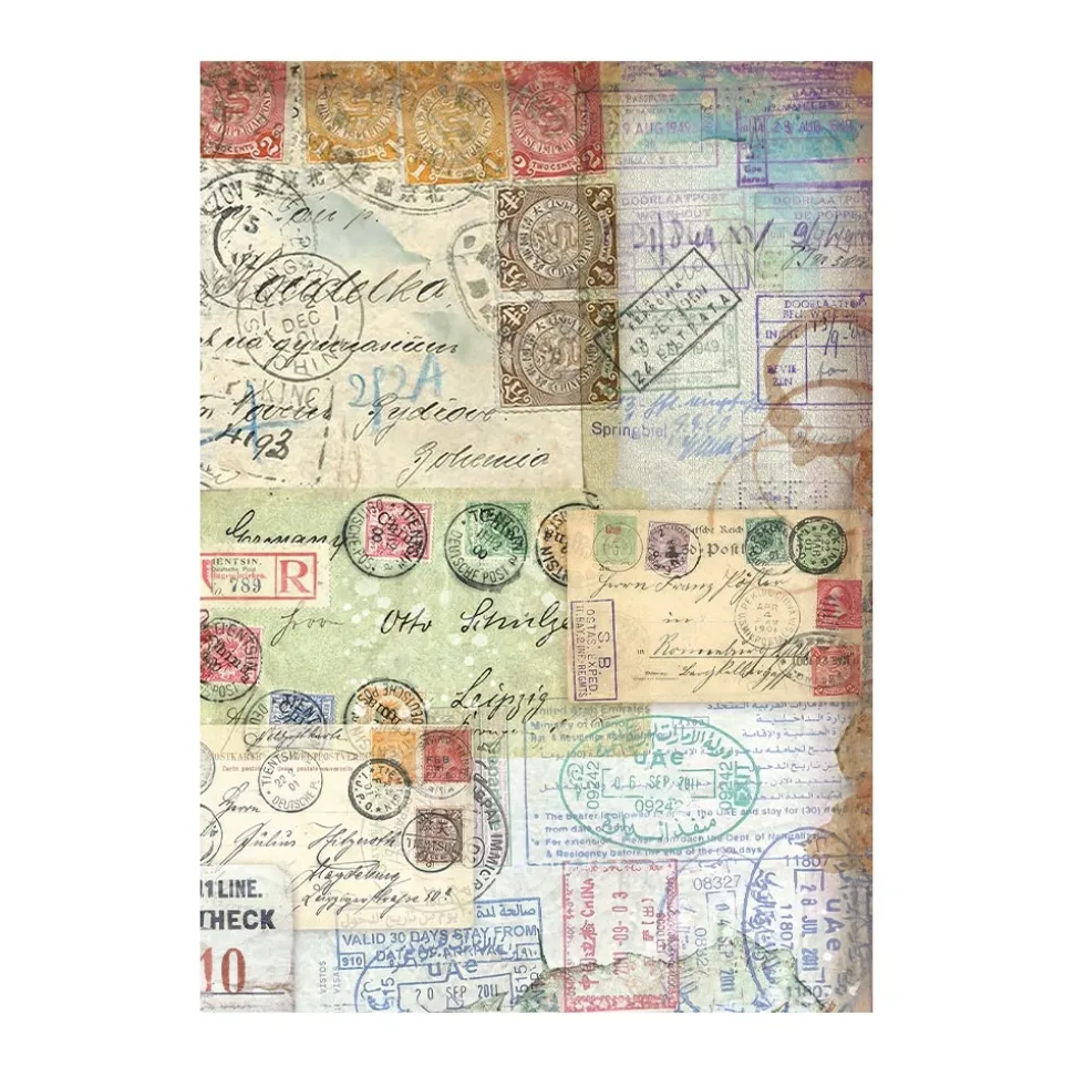 Set 8 papeles de arroz Art of Travelling Stamperia 10x15cm