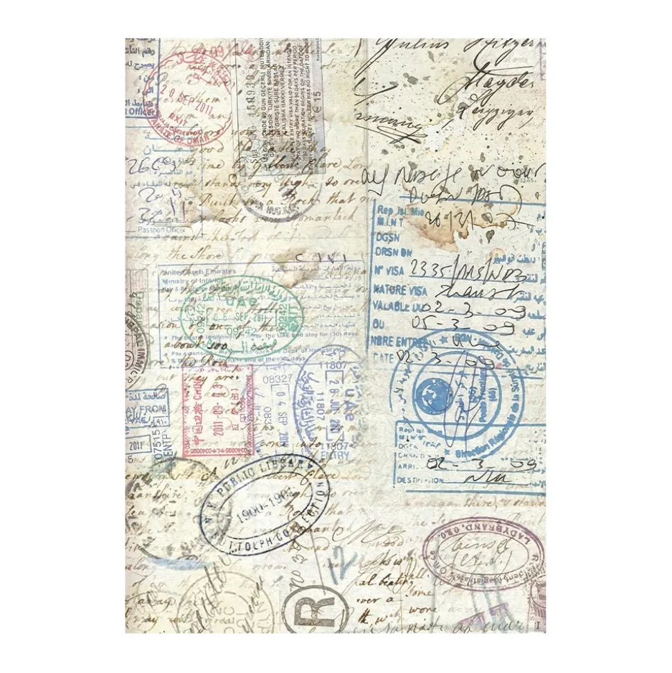 Set 8 papeles de arroz Art of Travelling Stamperia 10x15cm