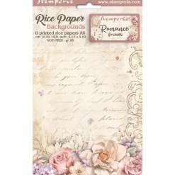 Set 8 Papeles de Arroz Backgrounds Romance Forever Stamperia 10x15cm