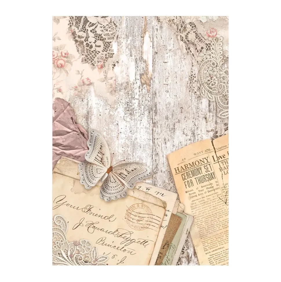 Set 8 Papeles de Arroz Backgrounds Romance Forever Stamperia 10x15cm