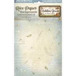 Set 8 papeles de arroz Backgrounds Romantic Hidden Grove Stamperia 10x15cm