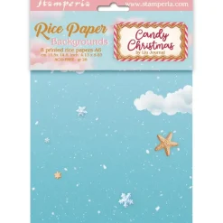 Set 8 papeles de arroz Backgrounds Romantic Candy Christmas Stamperia 10x15cm