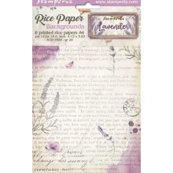 Set 8 papeles de arroz Backgrounds Lavender Stamperia 10x15cm