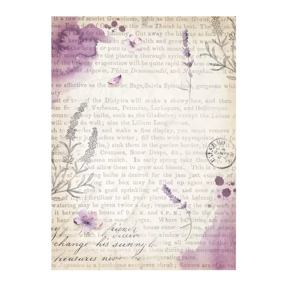 Set 8 papeles de arroz Backgrounds Lavender Stamperia 10x15cm