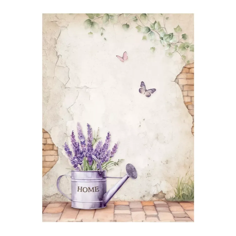 Set 8 papeles de arroz Backgrounds Lavender Stamperia 10x15cm