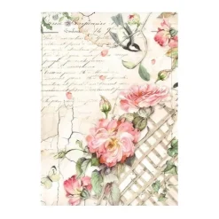 Set 8 papeles de arroz Backgrounds House of Roses Stamperia 10x15cm