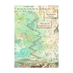 Set 8 papeles de arroz Backgrounds Alice Forever Stamperia 10x15cm