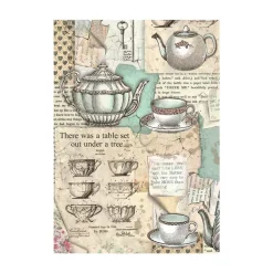 Set 8 papeles de arroz Backgrounds Alice Forever Stamperia 10x15cm