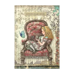 Set 8 papeles de arroz Backgrounds Alice Forever Stamperia 10x15cm