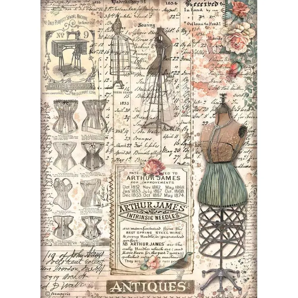 Set 6 papeles de arroz Brocante Antiques Stamperia 21x30cm