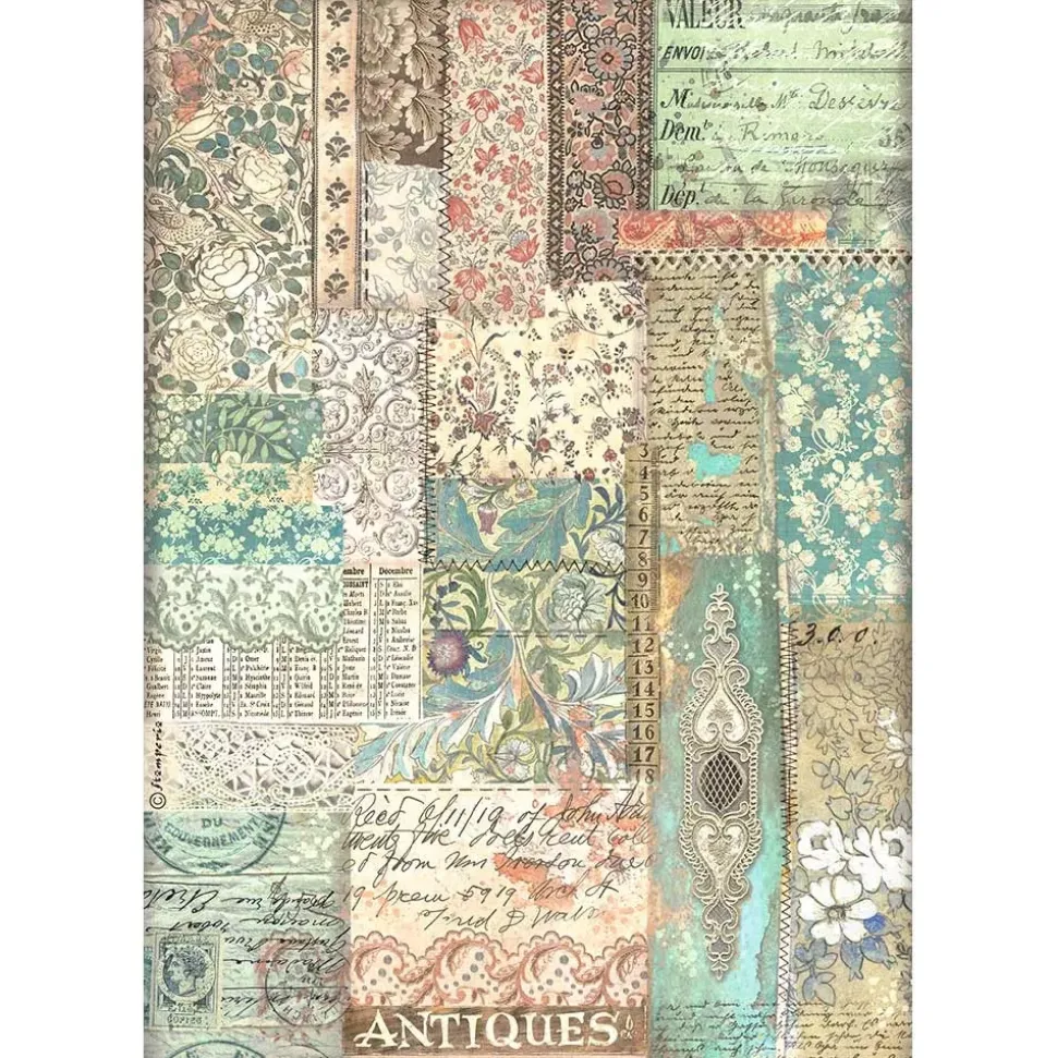 Set 6 papeles de arroz Brocante Antiques Stamperia 21x30cm