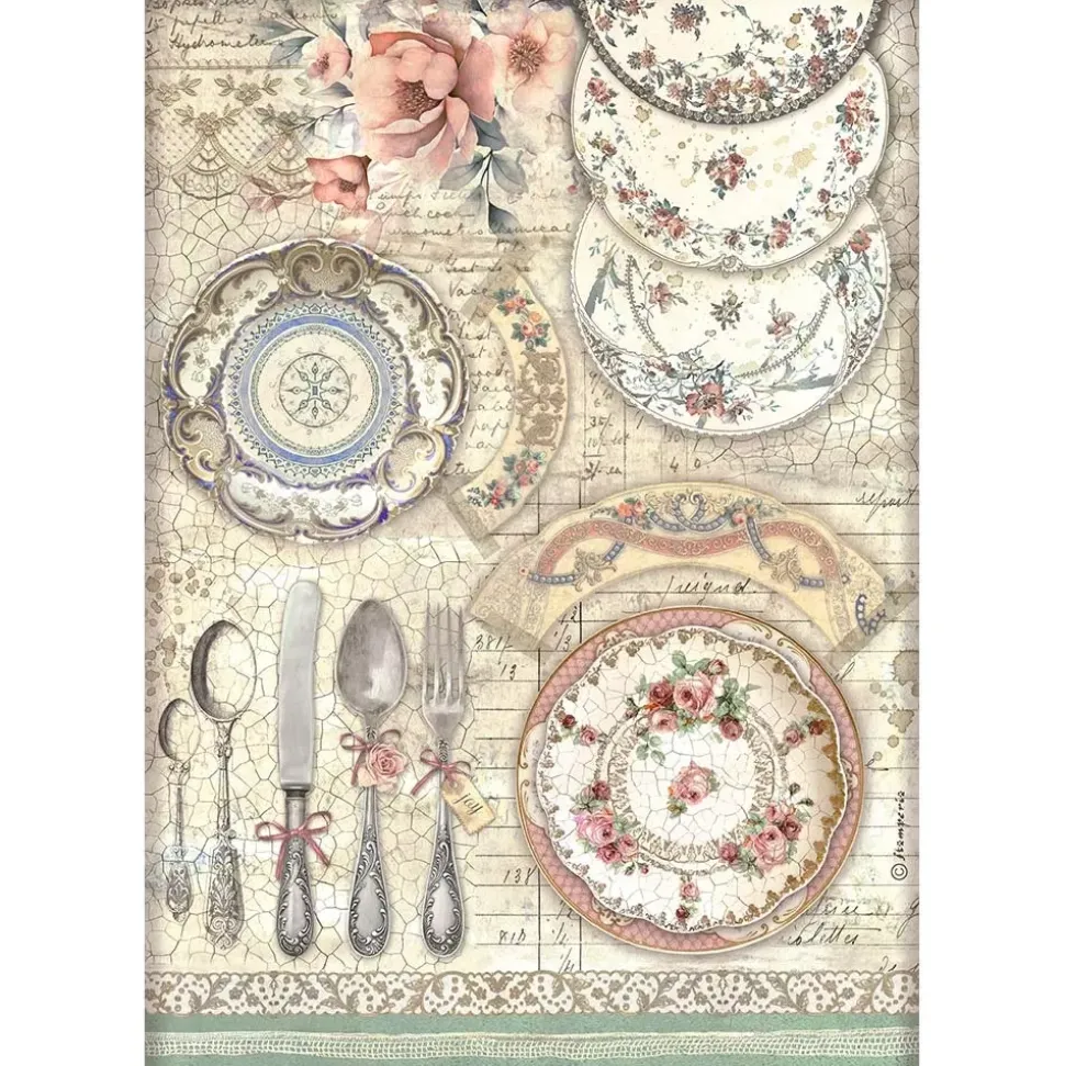 Set 6 papeles de arroz Brocante Antiques Stamperia 21x30cm