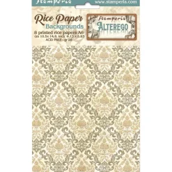 Set 8 papeles de arroz Fondos Alterego Stamperia 10x15cm