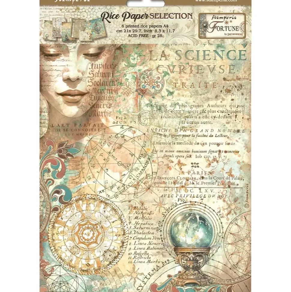 Set 6 Papeles de Arroz Fortune Stamperia 21x30cm