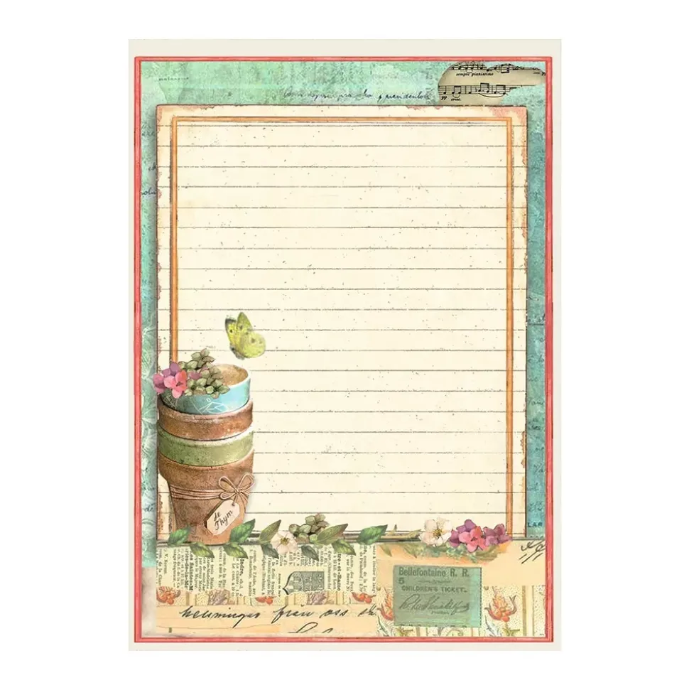 Set 8 papeles de arroz Garden Stamperia 10x15cm