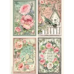 Set 6 papeles de arroz House of Roses Stamperia 21x30cm