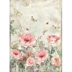 Set 6 papeles de arroz House of Roses Stamperia 21x30cm