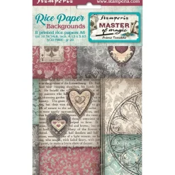 Set 8 papeles de arroz Master of Magic Stamperia 10x15cm