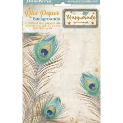 Set 8 papeles de arroz Masquerade Stamperia 10x15cm