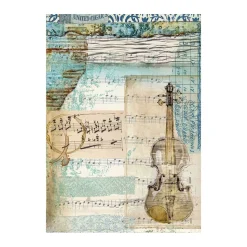 Set 8 papeles de arroz Music Stamperia 10x15cm