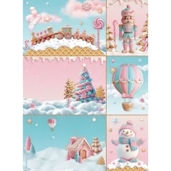 Set 6 papeles de arroz Romantic Candy Christmas Stamperia 21x30cm