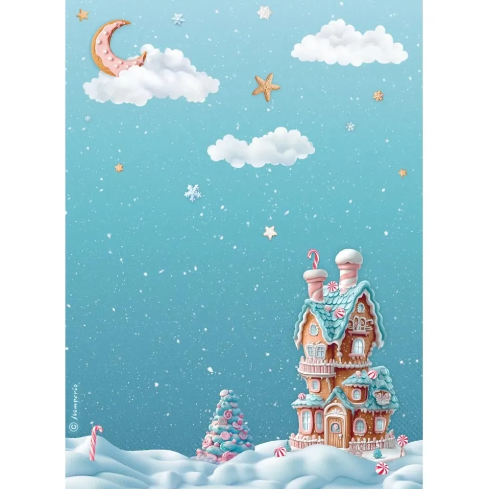 Set 6 papeles de arroz Romantic Candy Christmas Stamperia 21x30cm