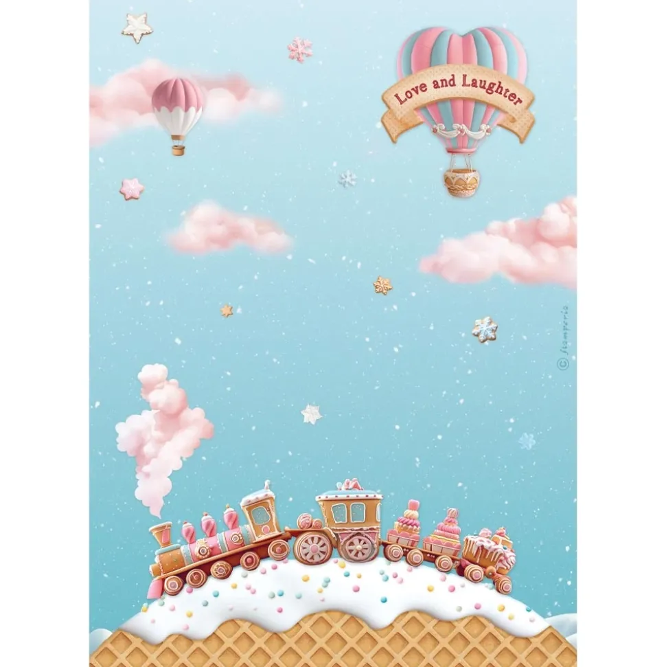 Set 6 papeles de arroz Romantic Candy Christmas Stamperia 21x30cm