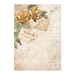 Set 8 papeles de arroz Romantic Golden Harmony Stamperia 10x15cm