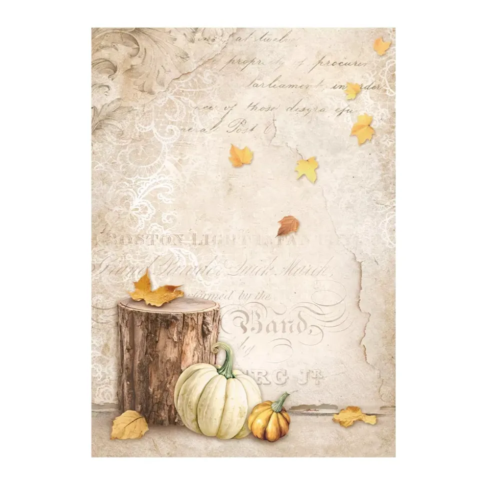 Set 8 papeles de arroz Romantic Golden Harmony Stamperia 10x15cm