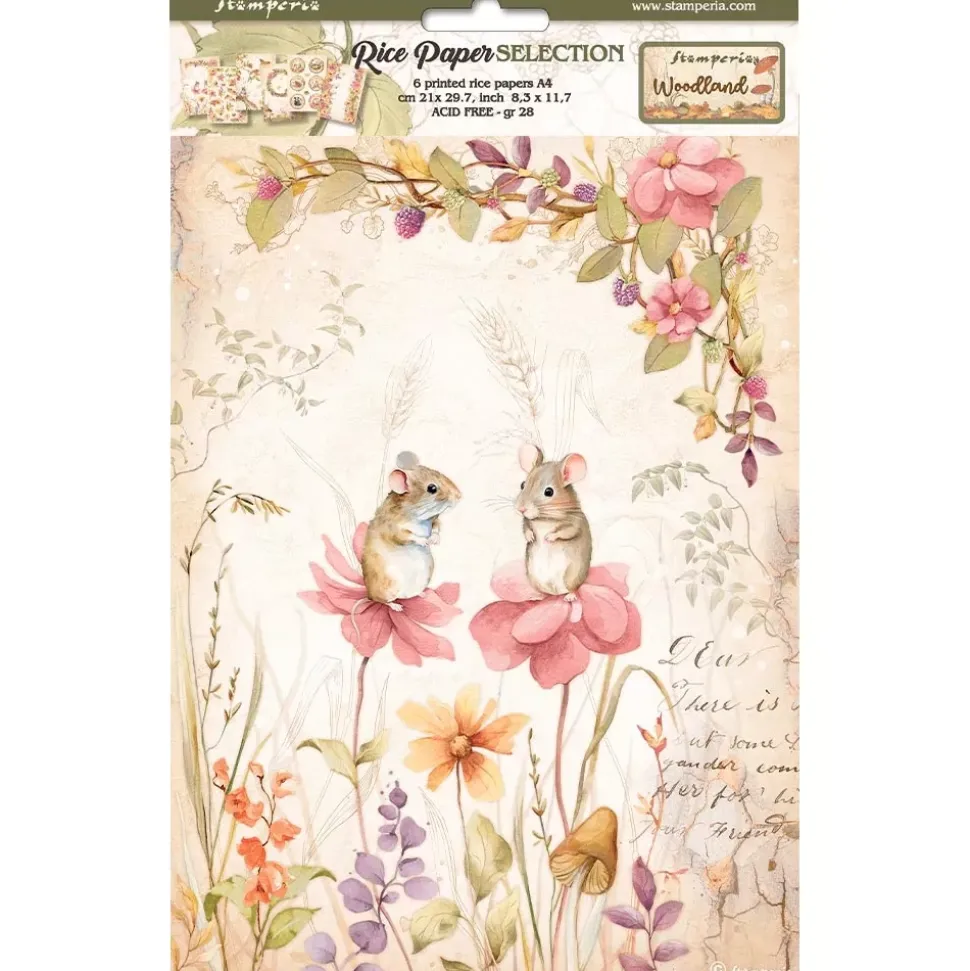 Set 6 papeles de arroz Romantic Woodland Stamperia 21x29cm