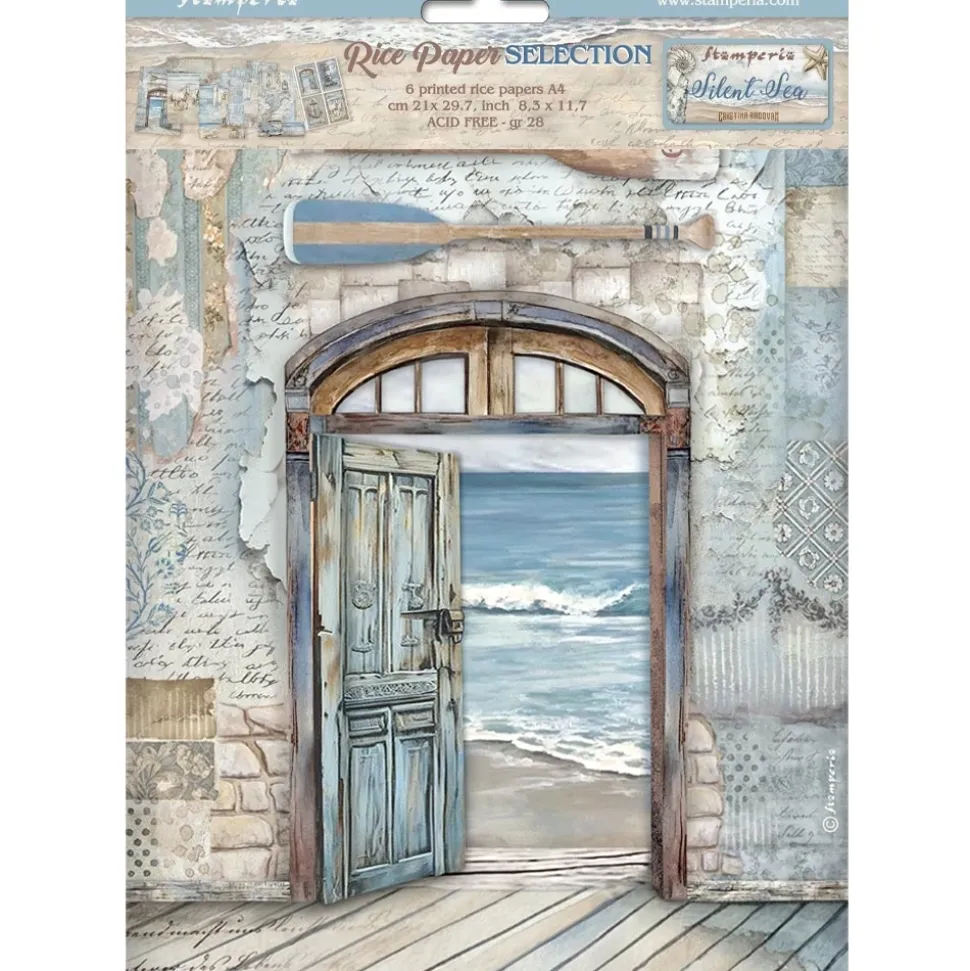 Set 6 papeles de arroz Silent Sea Stamperia 21x30cm