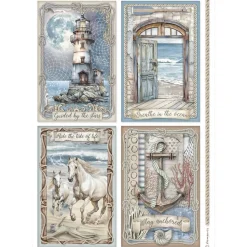 Set 6 papeles de arroz Silent Sea Stamperia 21x30cm