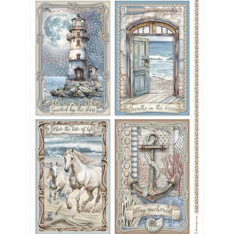 Set 6 papeles de arroz Silent Sea Stamperia 21x30cm