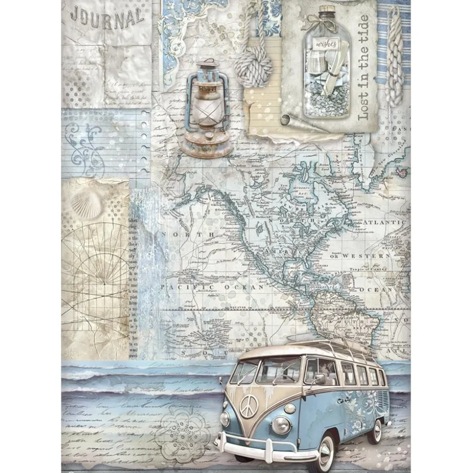 Set 6 papeles de arroz Silent Sea Stamperia 21x30cm