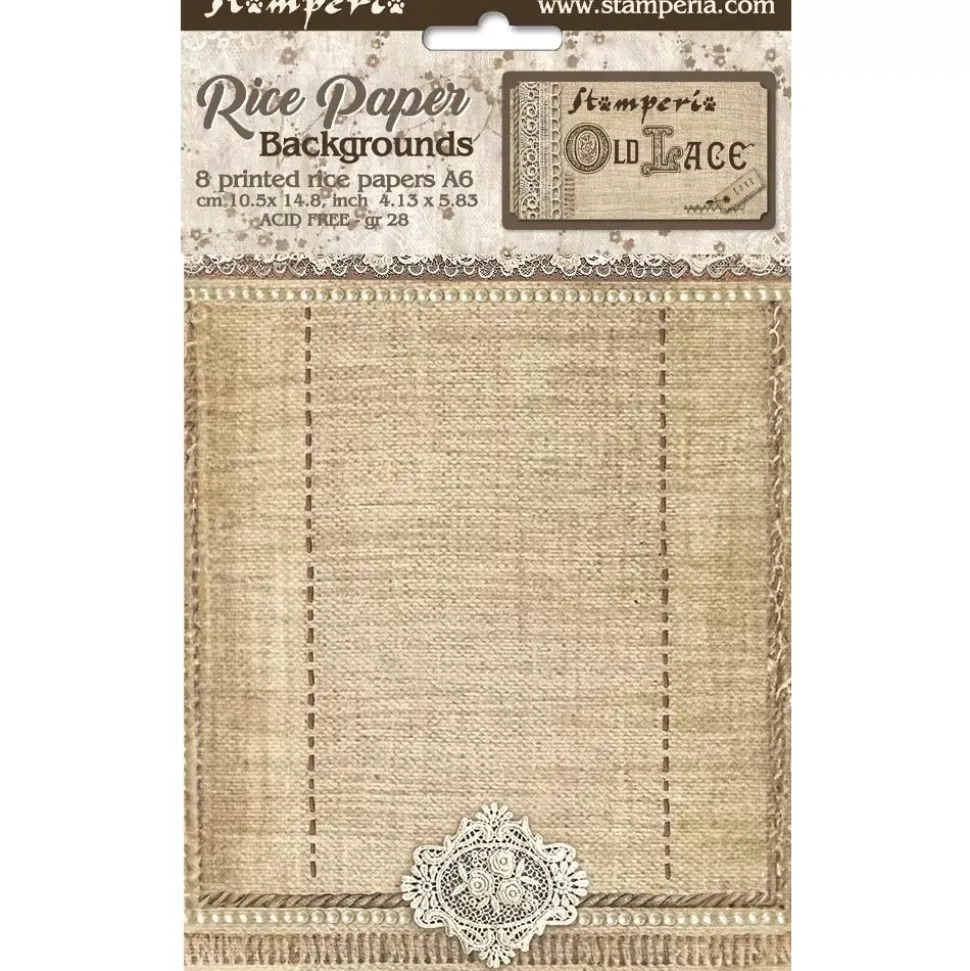 Set 8 papeles de arroz Verja Old Lace Stamperia 10x15cm