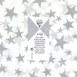 Set 4 Papeles de Seda Estrellas Plateadas Clairefontaine