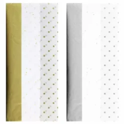 Set 12 Papeles de Seda Puntitos Surtido Oro y Plata Clairefontaine 50x70cm