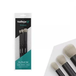 Set 3 pinceles modelismo técnicas secas Vallejo