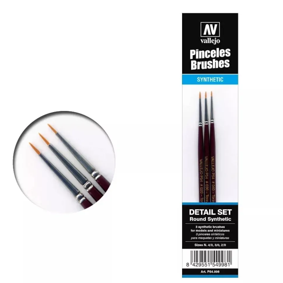 Set 3 pinceles sintéticos para maquetas y miniaturas details Vallejo