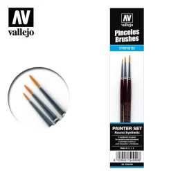 Set 3 pinceles sintéticos para maquetas y miniaturas painter Vallejo