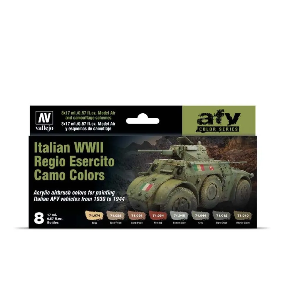 Set 8 pinturas modelismo Italian WWII Regio Esercito Camo Colors Vallejo 17ml
