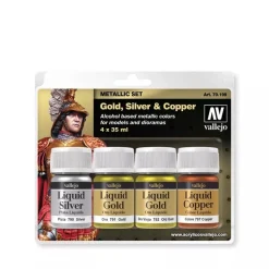 Set 4 pinturas para modelismo 199 Metal Líquido Game Color Effects Vallejo 35 ml