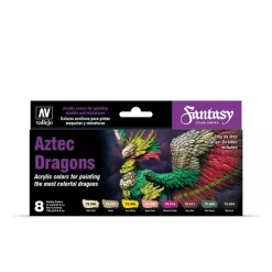 Set 8 pinturas para modelismo 306 Aztec Dragons Fantasy Vallejo 17ml