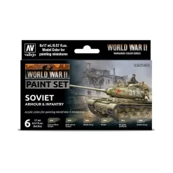 Set 6 pinturas para modelismo 202 WWII Soviet Armour & Infantry Wargames Flames of War Vallejo 17ml