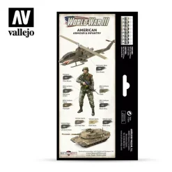 Set 8 pinturas para modelismo 220 WWIII American Armour & Infantry Wargames Flames of War Vallejo 17ml