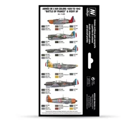 Set 8 pinturas para modelismo 626 Armeé de l'Air 1939-1942 Battle of France and Vichy Air War Vallejo 17ml