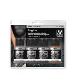 Set 4 pinturas para modelismo 604 Engine Metal Color Vallejo 32ml