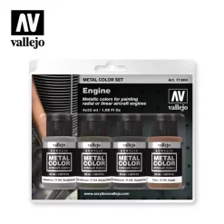 Set 4 pinturas para modelismo 604 Engine Metal Color Vallejo 32ml