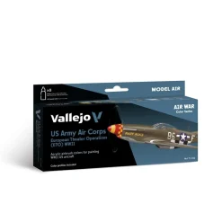 Set 8 pinturas para modelismo 182 US Army Air Corps European Theater Operations (ETO) WWII Air War Vallejo 17ml